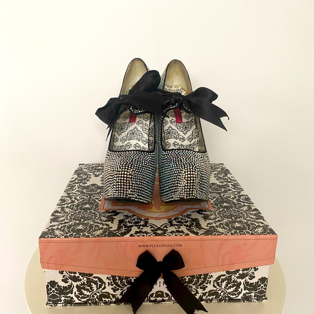 Bordello Teeze-Rhinestone With Ribbon Bow tie